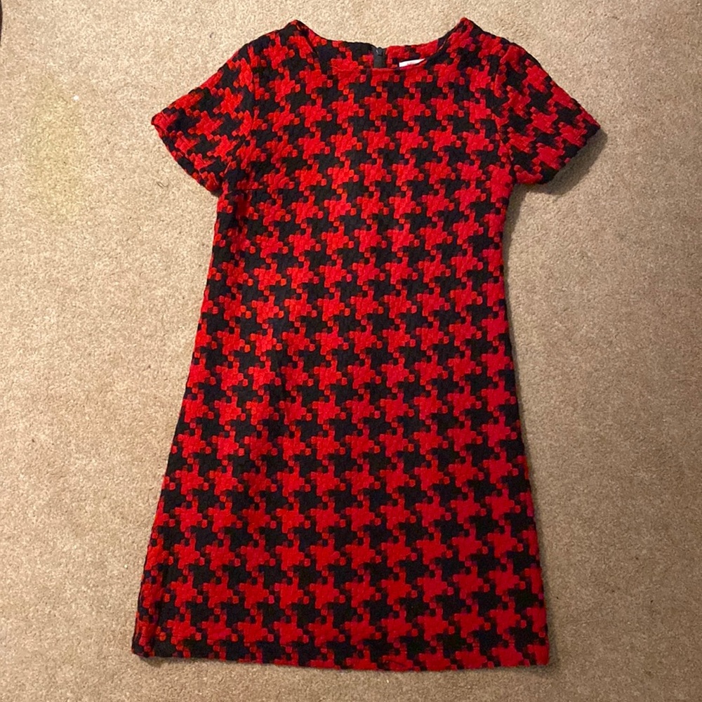 Xhilaration red and black houndstooth mod shift dress - XS